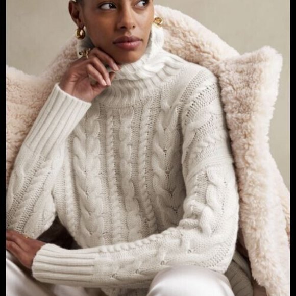 Banana Republic Sweaters - NWOT Banana Republic Breton Merino Cashmere Cable Knit Oversized Sweater